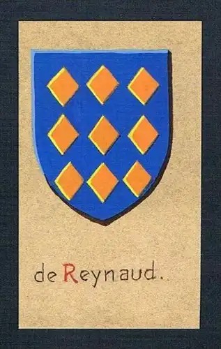 19. / 20. Jh. - de Reynaud Blason Aquarelle Wappen coat of arms Heraldik