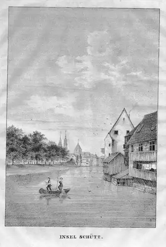 Nürnberg Insel Schütt Pegnitz Original Lithographie Dilger