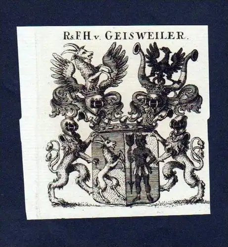 Freiherren von Geisweiler Kupferstich Wappen