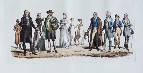 Bürger Bürgertum um 1800 Kostüme Aquatinta aquatint