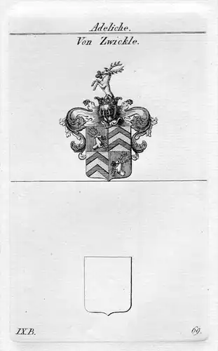 Zwickle - Wappen Adel coat of arms heraldry Heraldik Kupferstich