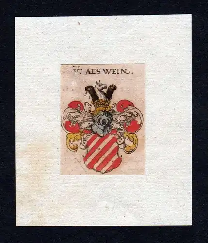 h. von Aeswein Äswein Wappen coat of arms heraldry Heraldik Kupferstich