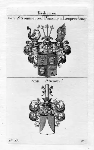 Strommer Pänzing Leoprechting - Stumm - Wappen coat of arms Heraldik heraldry Kupferstich