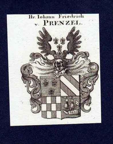 Herren von Prenzel Original Kupferstich Wappen Heraldik coat of arms