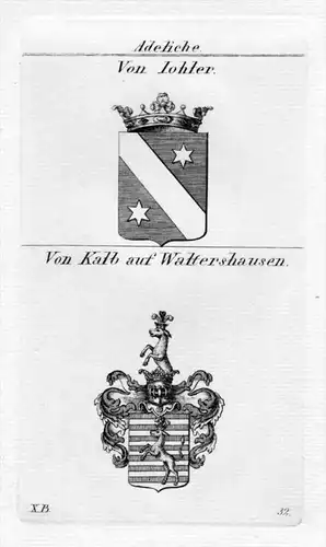 Iohler Kalb Waltershausen Wappen coat of arms heraldry Heraldik Kupferstich