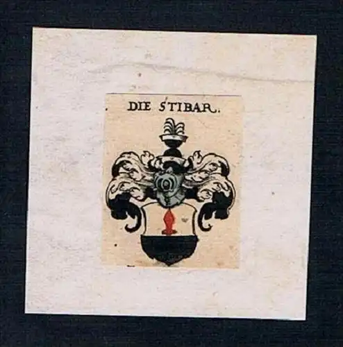 . - Stibar Wappen Kupferstich Heraldik coat of arms crest heraldry