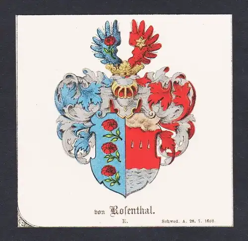 . von Rosenthal Wappen Heraldik coat of arms heraldry Lithographie