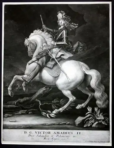 Victor Amadeus II - Vittorio Amedeo II di Savoia Portrait Schabkunst Schabkunstblatt