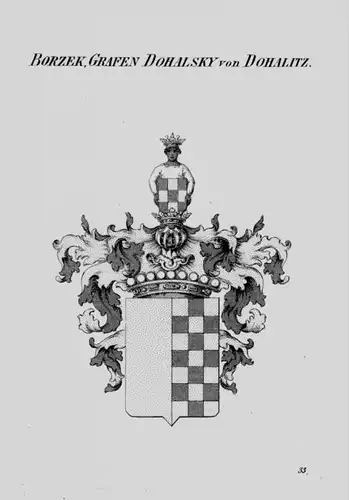 Borzek Dohalsky Dohalitz Wappen Adel coat of arms Heraldik Kupferstich