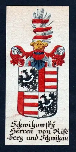 Schwikowsky Herren von Riseberg und Schwikau Böhmen Wappen coat of arms Manuskript
