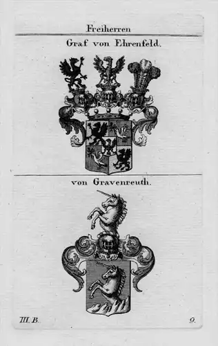 Ehrenfeld Gravenreuth Wappen Adel coat of arms heraldry Kupferstich