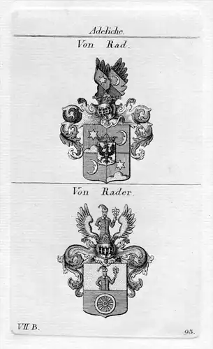 Rad Rader Wappen coat of arms Heraldik heraldry Kupferstich