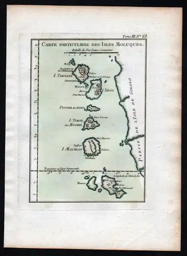 Maluku islands Molukken Indonesia Indonesien Bellin handcolored antique map