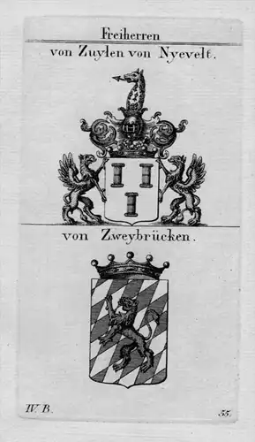 Zuylen Zweybrücken Wappen Adel coat of arms Heraldik crest Kupferstich