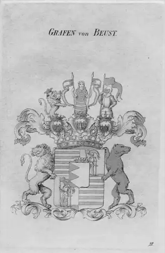 Beust Wappen Adel coat of arms heraldry Heraldik crest Kupferstich