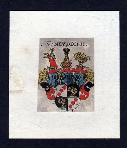 17. Jh von Neudeck Wappen coat of arms heraldry Heraldik Kupferstich