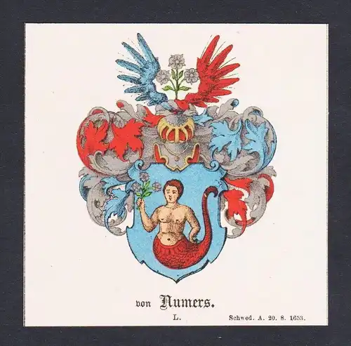 . von Numers Wappen Heraldik coat of arms heraldry Chromo Lithographie