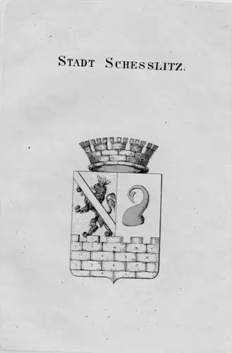Stadt Schesslitz Wappen Adel coat of arms heraldry Heraldik Kupferstich