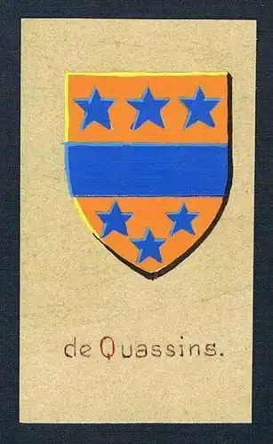 19. / 20. Jh. - de Quassins Blason Aquarelle Wappen coat of arms Heraldik