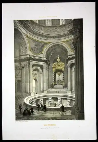 Les Invalides interieur du dome Tombeau de Napoleon - Hotel des Invalides Paris Lithographie lithograph Litho