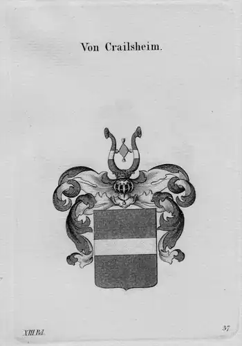 Crailsheim Wappen Adel coat of arms heraldry Heraldik crest Kupferstich