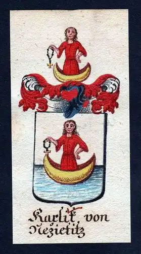 h. Karlik von Nezietitz Karlicky Böhmen Wappen coat of arms Manuskript