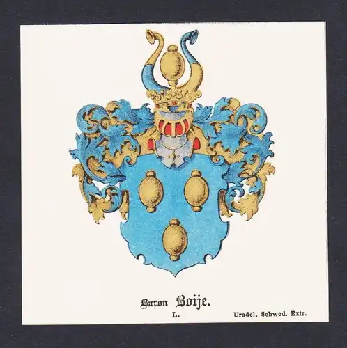 . von Boije Wappen Heraldik coat of arms heraldry Litho