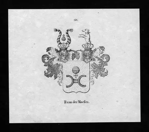 van der Maesen Wappen Adel coat of arms heraldry Heraldik Lithographie