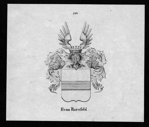 Raesfeld Wappen Adel coat of arms heraldry Heraldik Lithographie