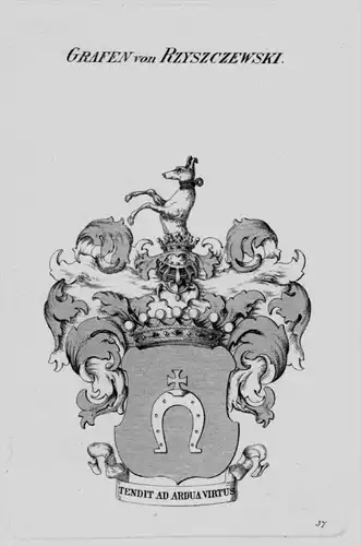 Rzyszczewski Wappen Adel coat of arms heraldry Heraldik crest Kupferstich