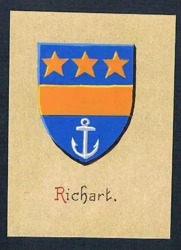 19. / 20. Jh. - Richart Blason Aquarelle Wappen coat of arms Heraldik