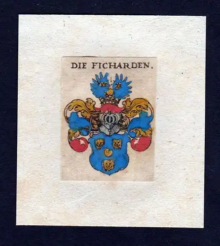 h. von Ficharden Wappen Adel coat of arms heraldry Heraldik Kupferstich