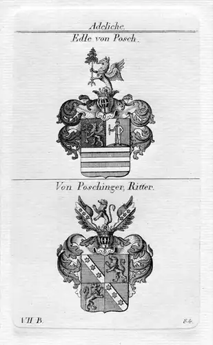 Posch Poschinger Wappen coat of arms Heraldik Kupferstich