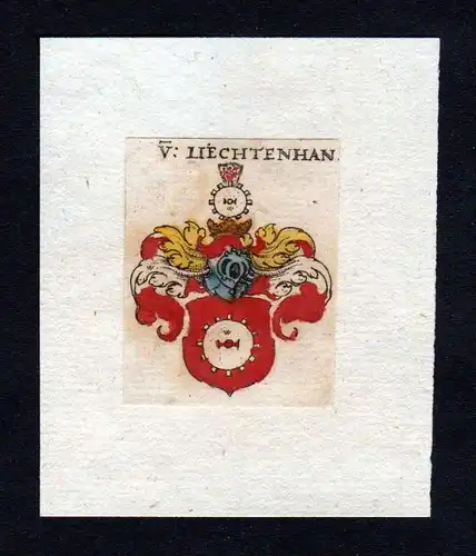 h. Liechtenhan Wappen coat of arms heralrdy Heraldik Kupferstich