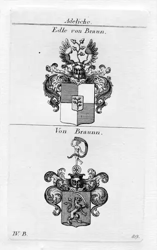 Braun Braunn - Wappen Adel coat of arms heraldry Heraldik Kupferstich
