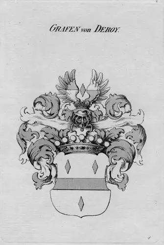 Deroy Wappen Adel coat of arms heraldry Heraldik crest Kupferstich