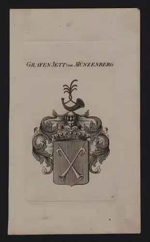 - Grafen Jett von Münzenberg Wappen coat of arms Genealogie Kupferstich