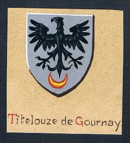 19. / 20. Jh. - Titelouze de Gournay Blason Aquarelle