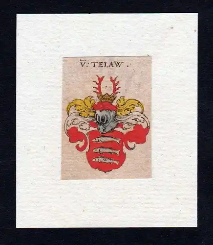 h. von Telau Tellau Wappen Adel coat of arms heralrdy Heraldik Kupferstich