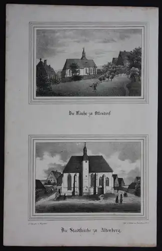 Ottendorf Altendorf Sebnitz Erzgebirge Original Lithographie Litho