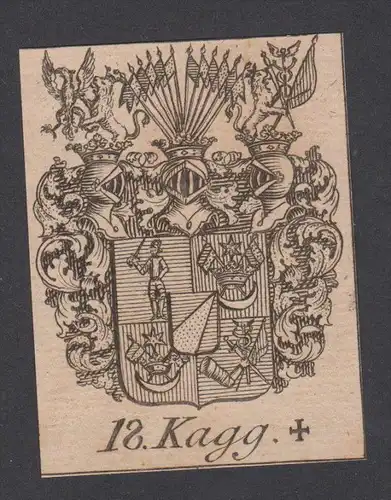 Kagg Wappen vapen coat of arms Genealogie Heraldik Kupferstich