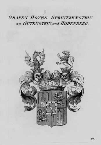 Hoyes Sprintzenstein Wappen Adel coat of arms heraldry Heraldik Kupferstich