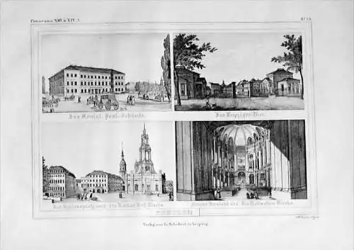 Dresden Ansichten Original Lithographie engraving