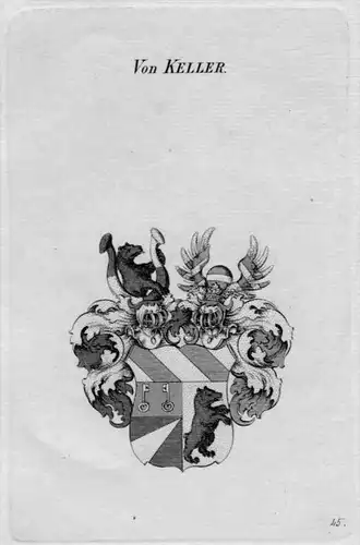 Keller Wappen Adel coat of arms heraldry Heraldik crest Kupferstich