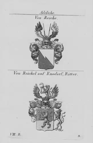 Reiche Reichel Knodorf Wappen Adel coat of arms heraldry Kupferstich