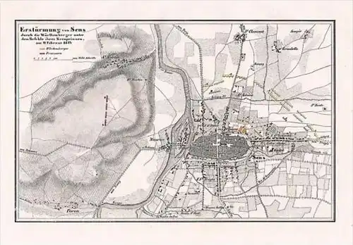 Montereau Battle 1814 Seine Marne Lithographie