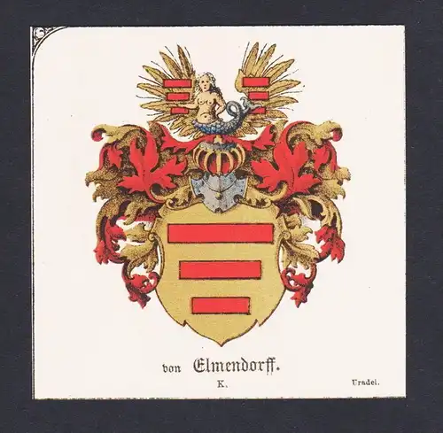 . von Elmendorff Wappen Heraldik coat of arms heraldry Litho