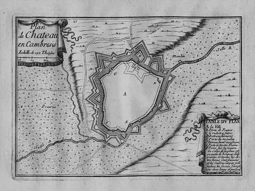 Plan de Chateau en Cambresis - Le Cateau-Cambresis Nord Hauts-de-France fortification plan Fortifikation gravu