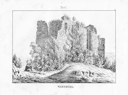 Burg Ruine Alt Wartburg Kanton Aargau Schweiz Lithographie Litho Suisse