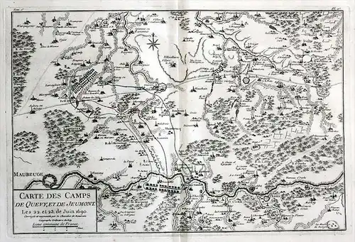 Thuin Binche Jeumont Maubeuge Givry Estinnes carte engraving map gravure